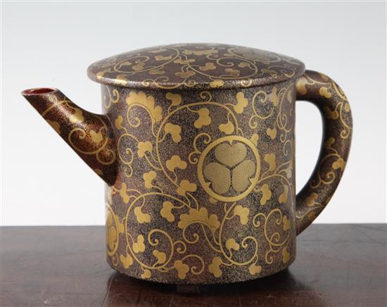 A Japanese togidashi lacquer wine pot and cover, 19th century, height 14cm